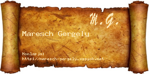 Maresch Gergely névjegykártya